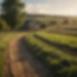 A serene rural landscape showcasing a potential farmland property