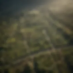 Aerial view of diverse land parcels showcasing different terrains