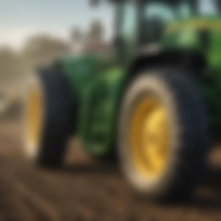 A close-up of advanced farming equipment by John Deere
