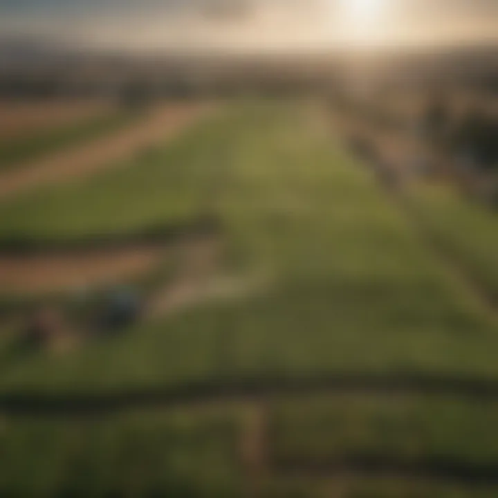 Lush agricultural fields representing local industries