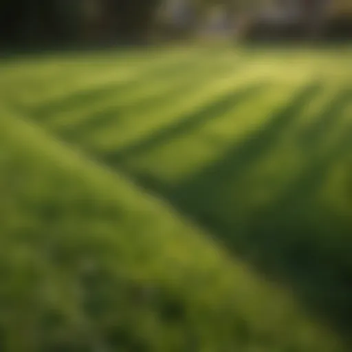 Lush green lawn with defined stripes