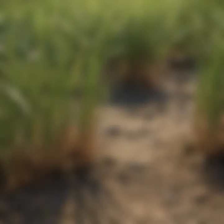 Close-up of grass roots demonstrating resilience in sandy soil