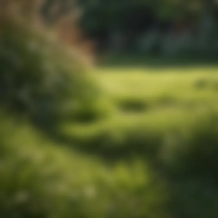 Close-up of a lush lawn with diverse grass types adapted to shade