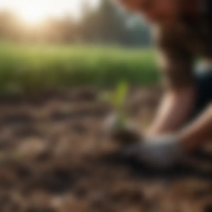 Soil testing kit amidst fertile earth