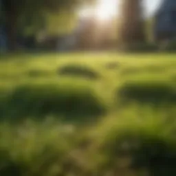 Lush green lawn in spring sunlight