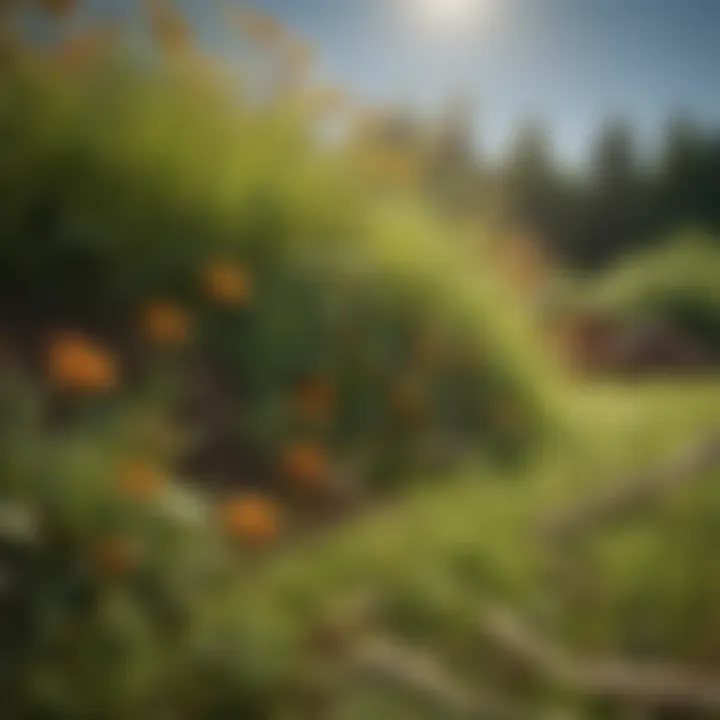 Close-up of organic ingredients used in eco-friendly weed and feed products.