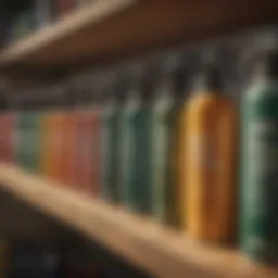 A variety of pest control sprays lined up on a shelf