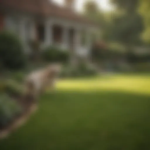 Lush green lawn with pets enjoying the outdoor space