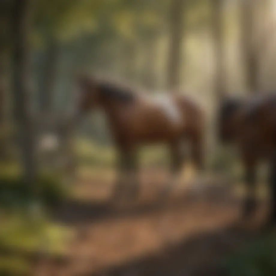 Portable horse fencing setup in a natural camping environment
