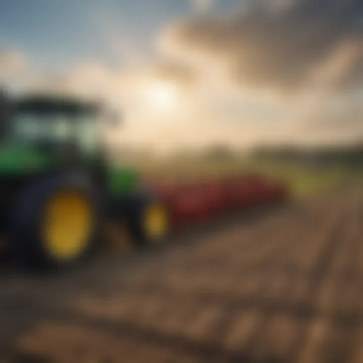 Advanced precision farming equipment in a field
