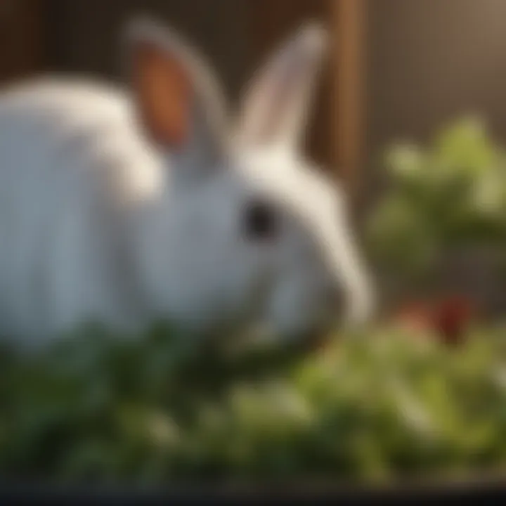 A healthy rabbit enjoying fresh greens