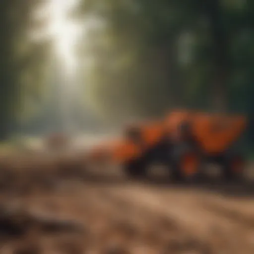 Powerful PTO wood chipper in action with a compact tractor