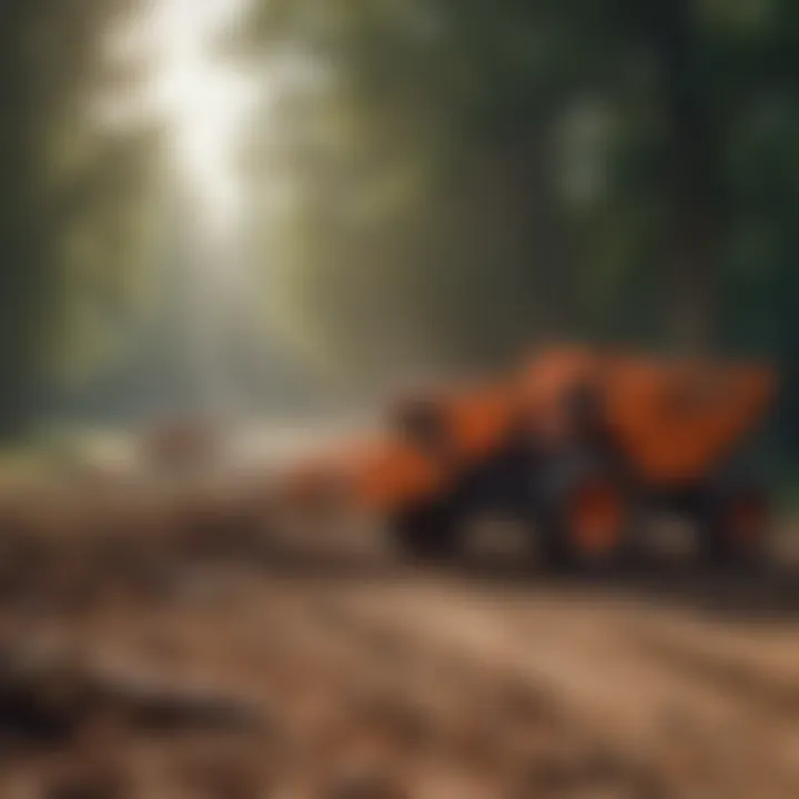Powerful PTO wood chipper in action with a compact tractor