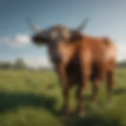 A picturesque pasture with cattle grazing under a clear blue sky