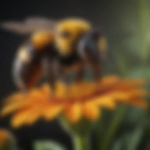 A vibrant bumblebee perched on a flower, showcasing its crucial role in pollination.