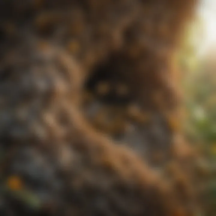 An illustration of a bumblebee nest in a natural habitat, emphasizing optimal conditions for raising them.