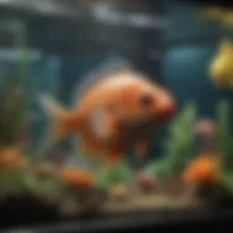 Diverse fish species in a vibrant aquarium