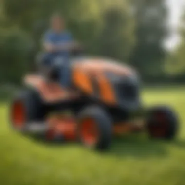 Operational Efficiency of the Raptor XL Mower Raptor XL mower in action, demonstrating its operational efficiency on a lawn