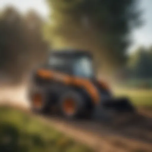 Skid steer with brush cutter in action