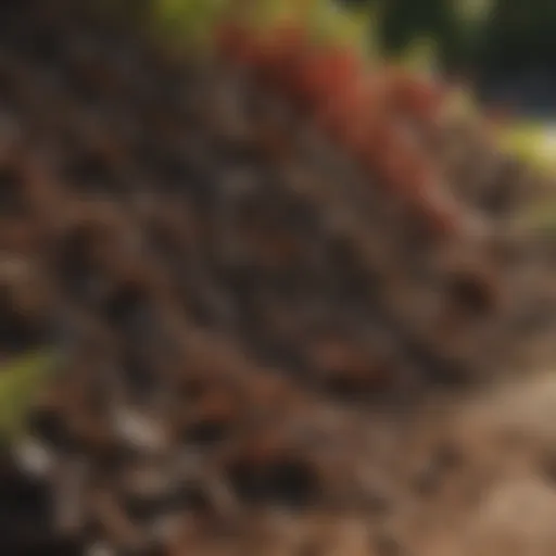 Diverse types of mulch materials spread across a garden bed