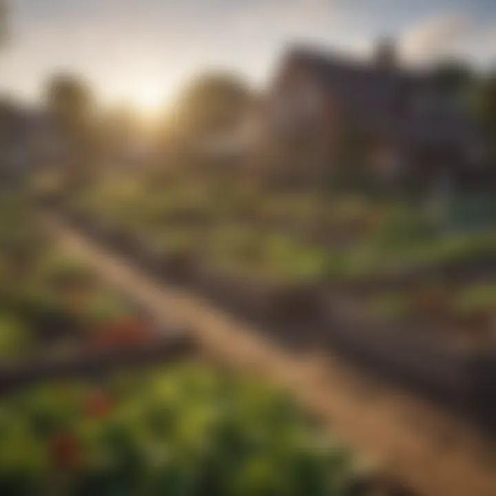 A community garden scene, illustrating the role of local initiatives in promoting sustainable food practices.