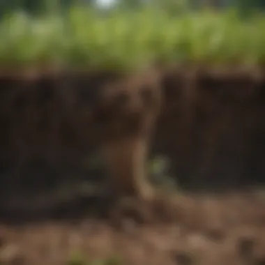 Close-up of healthy soil with grass roots