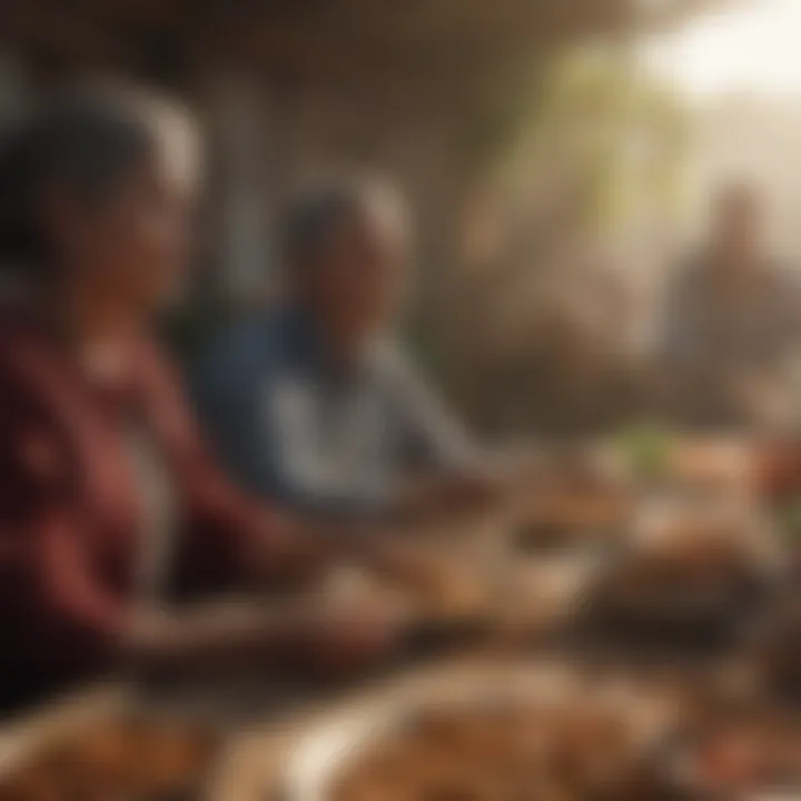 A community meeting discussing hunger alleviation initiatives