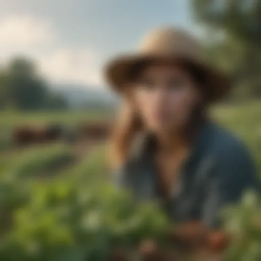 A diverse agricultural landscape showcasing sustainable farming practices