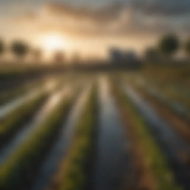 Visual representation of a sustainable agricultural system utilizing treated wastewater