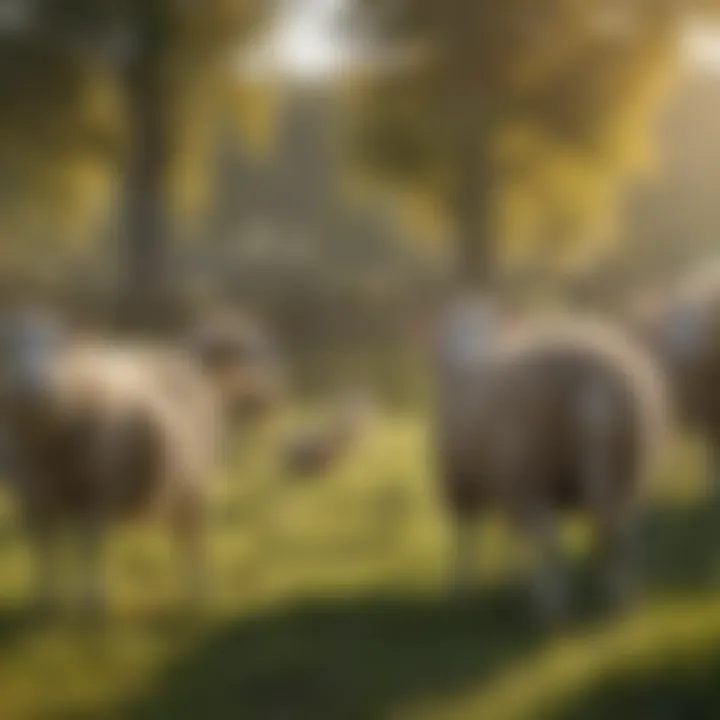 A tranquil pasture with well-cared-for sheep, illustrating good animal welfare practices