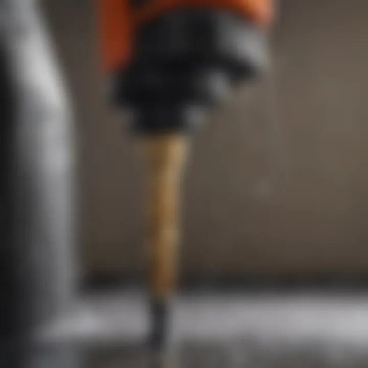 Close-up of a pressure washer nozzle with high pressure stream