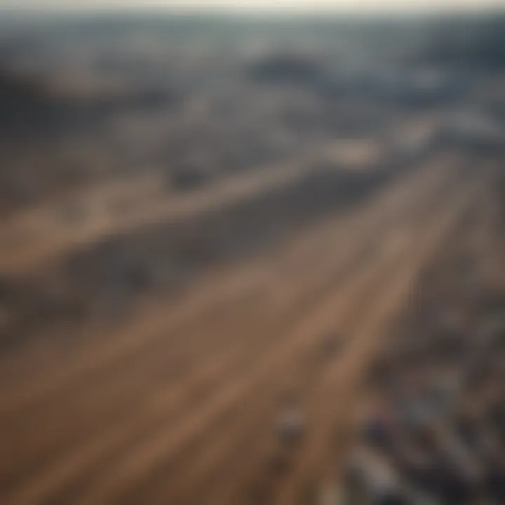 Aerial view of a landfill site showing waste accumulation