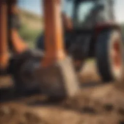Powerful hammer post driver in action at a farm site