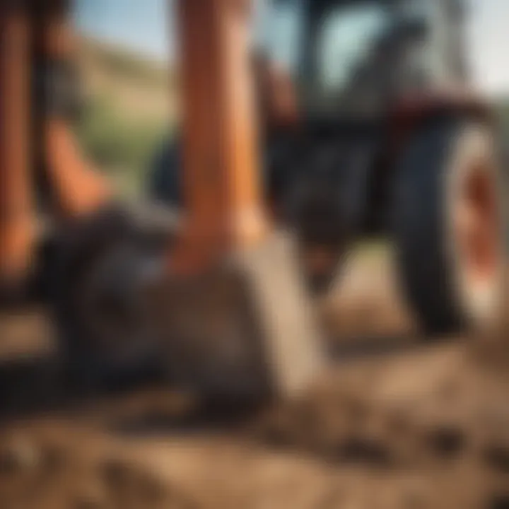Powerful hammer post driver in action at a farm site