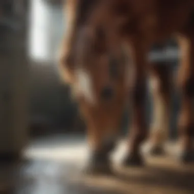 A veterinarian examining a horse's hoof