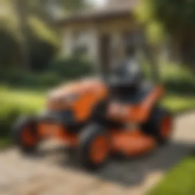 Stylish Design of Premium Zero Turn Mowers Stylish design of a high-end mower on a landscaped lawn