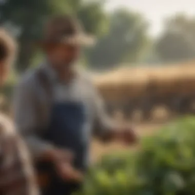 Knowledge Sharing in Agriculture A close-up of a local farmer sharing knowledge with a group, highlighting the importance of community engagement.