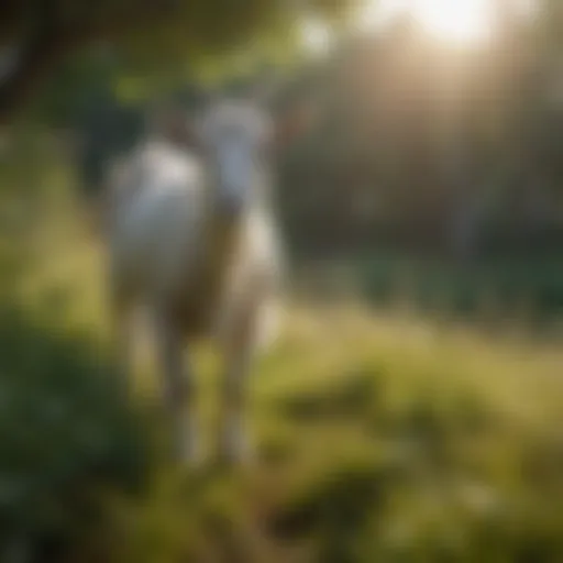 Goat grazing in a lush pasture
