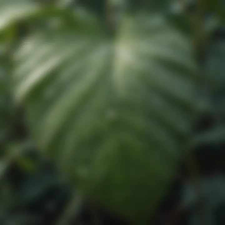 Close-up of raindrops on crop leaves