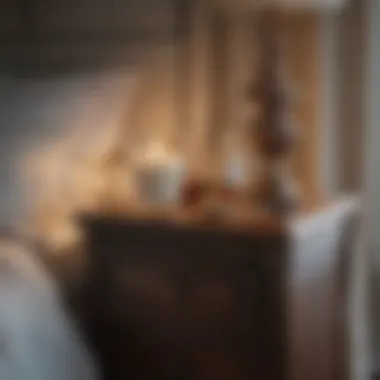 A serene bedroom setting with a glass of warm milk on the nightstand