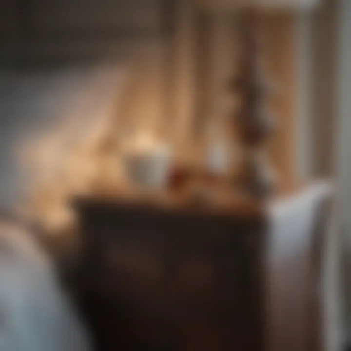 A serene bedroom setting with a glass of warm milk on the nightstand
