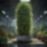 Hydroponic tower garden setup with lush greenery