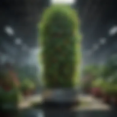 Vibrant Hydroponic Tower Garden Hydroponic tower garden setup with lush greenery