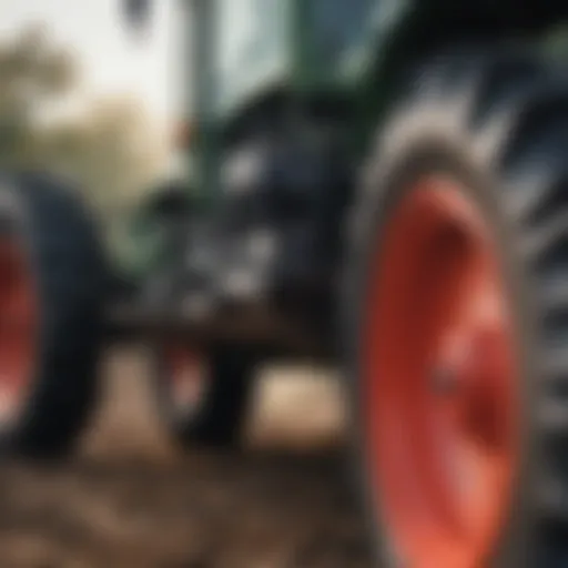 Close-up of a tractor implement quick connect system