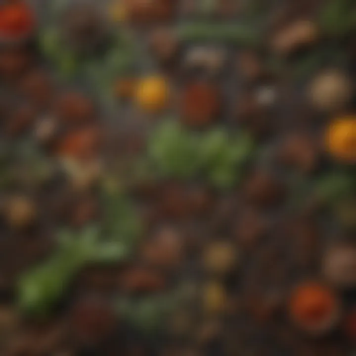 Herbs and spices arranged aesthetically