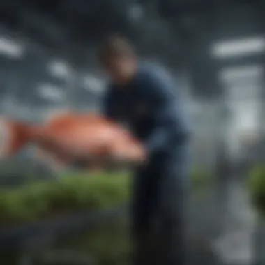 Innovative Aquaculture Technology Innovative aquaculture technology demonstrating sustainable practices and modern techniques in fish farming.