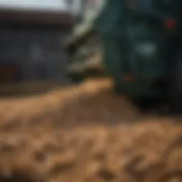 A close-up view of a modern bale processor showcasing its intricate design features.