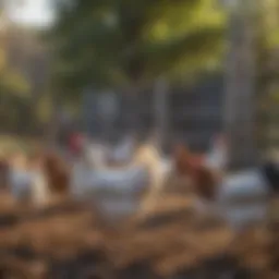 Cage-free chickens roaming freely