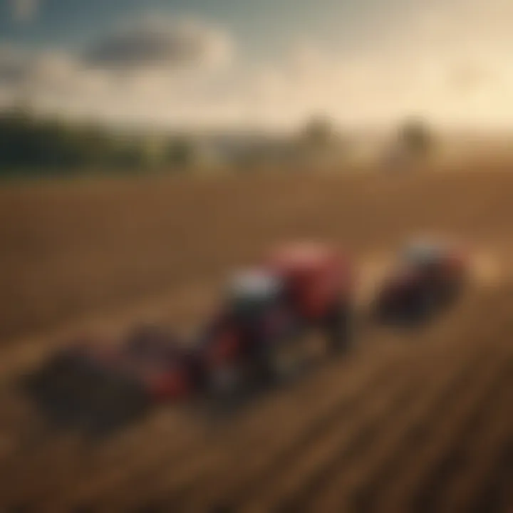 Infographic depicting the interaction of farming practices and carbon emissions in agriculture.