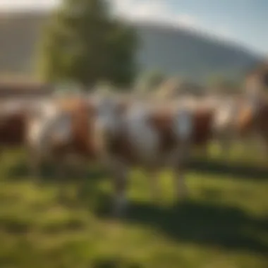 Healthy livestock grazing in a pasture, symbolizing the relationship between livestock management and emissions.